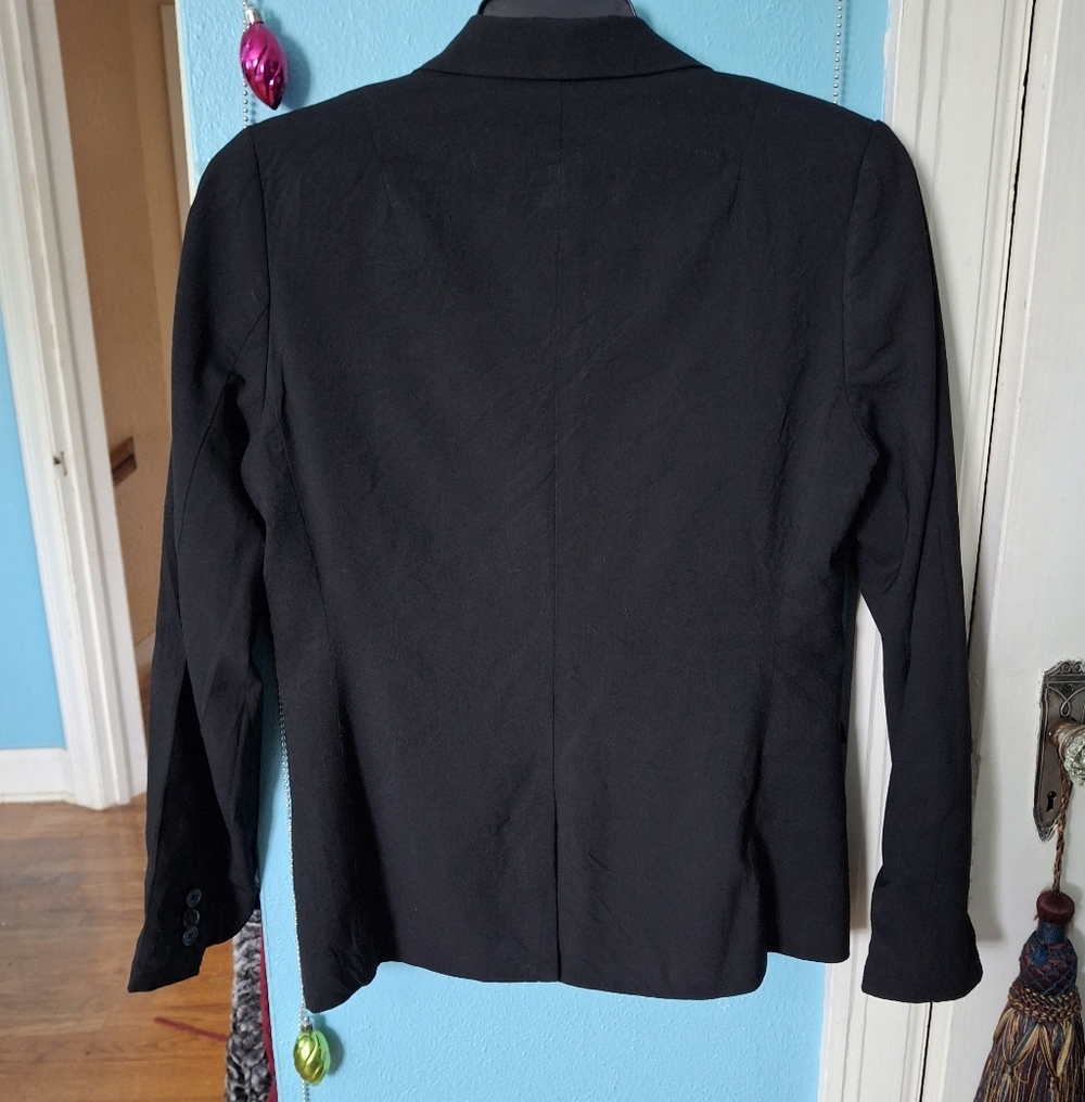 Banana Republic Stretch Womens Sz 10 Black Wool Blazer Summer Weight Vntg Excel - Picture 15 of 15